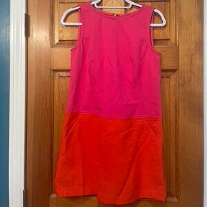 Vintage Style Pink and Orange Mini Shift Dress with Pockets